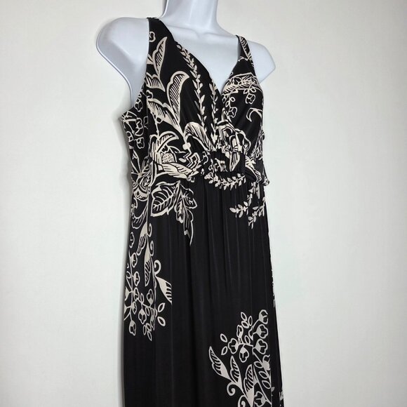 Soma Womens Black Floral Maxi Tank Sundress Size L Stretch Beach Resort Long - Picture 2 of 10